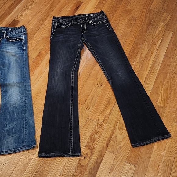 2PC SIZE 30 MISS ME JEANS BLING WINGS BOOT WHITE STITCHING - Picture 2 of 16